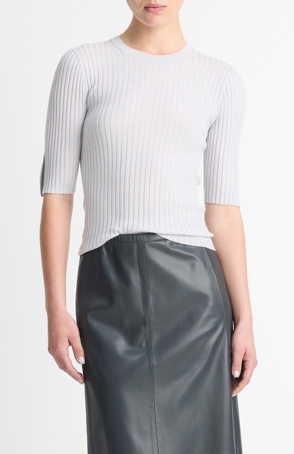 Vince Snap Elbow Sleeve Rib Top