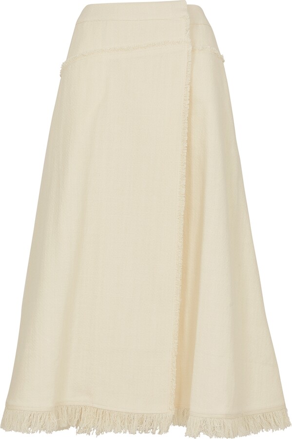 Skall Studio Suri Fringe-trimmed Cotton Midi Wrap Skirt ShopStyle