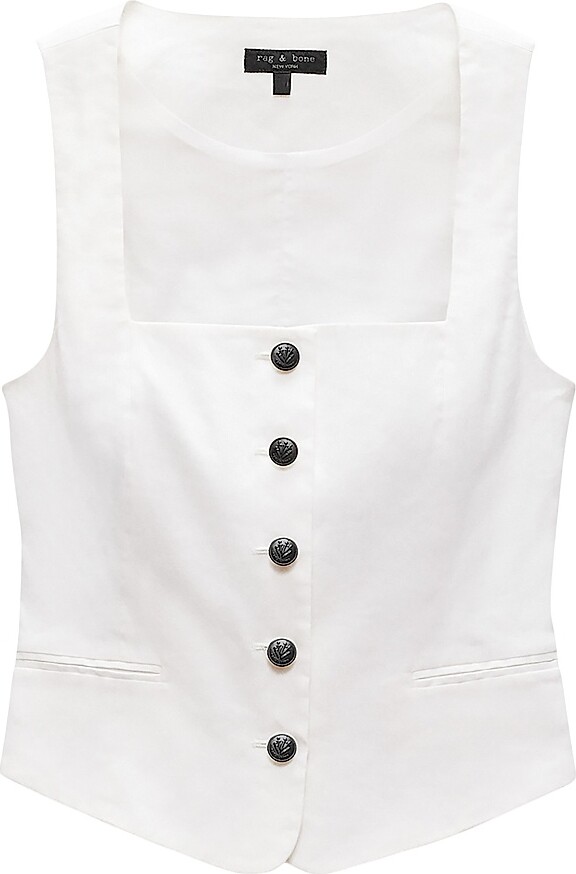 Rag & Bone Women's Mariana Linen-Blend Vest - White - Size 00