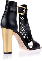 Thumbnail for your product : Balmain Black leather perforated sandal