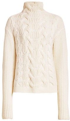 Helmut Lang Cable-Knit Lambswool Turtleneck Sweater