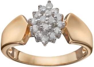 Diamond Cluster Engagement Ring in 18k Gold Over Silver (1/4 Carat T.W.)