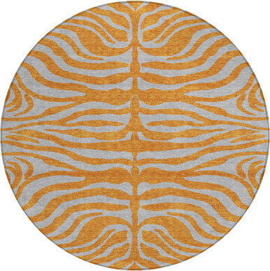 HomeRoots 8' Copper Round Animal Print Washable Indoor Outdoor Area Rug