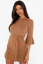 Thumbnail for your product : boohoo Tailored Frill Sleeve Belted Mini Dress