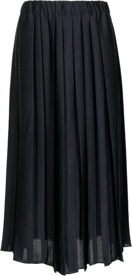 Sonia Rykiel Pleated Black Midi Skirt