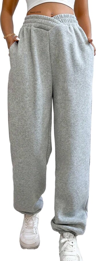 SOFIA'S CHOICE Women's V Crossover Elastic High Waisted Joggers