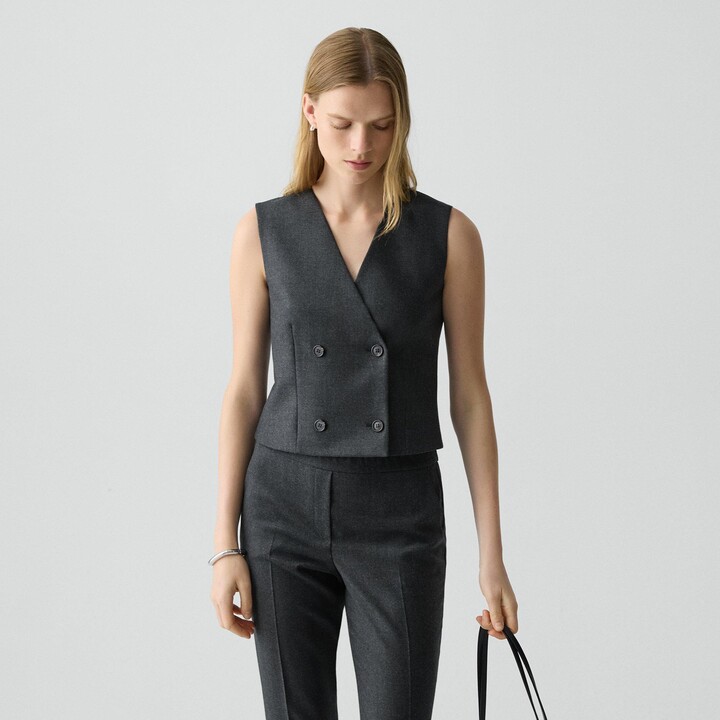 Shrunken Double-Breasted Vest in Sleek Flannel
