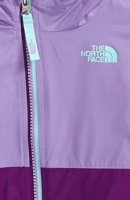 The North Face 'Flurry' Colorblock Hooded Waterproof Wind Jacket (Baby Girls)