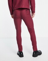Thumbnail for your product : ASOS DESIGN skinny single pleat suit pants in burgundy