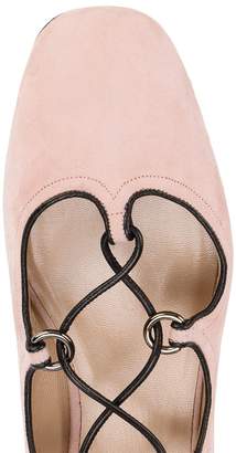 Valentino Valentino Pink Suede lace up ballet flats