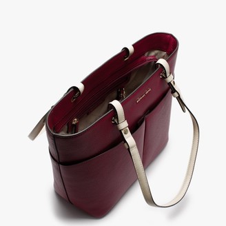 Michael Kors Bedford II Berry Leather Top Zip Pocket Tote Bag