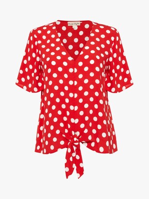 Phase Eight Marilyn Spot Blouse, Red/Ivory