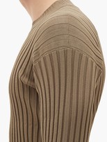 Thumbnail for your product : Deveaux Crew-neck Rib-knitted Jersey Sweater - Khaki