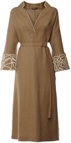 Thumbnail for your product : Loro Piana V Neck Linen Dress W/ Embroidery