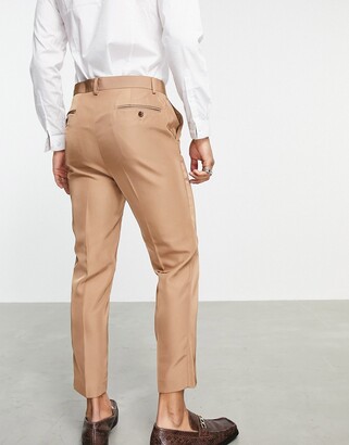 Straight Fit Tapered Trousers  Dark Camel  Just 7