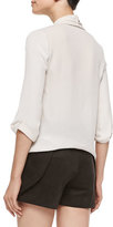 Thumbnail for your product : Halston Drape-Front Loose Silk Blouse
