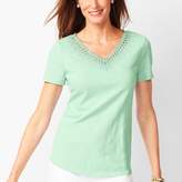 Thumbnail for your product : Talbots Lace-Trim V-Neck Tee