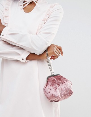 Missguided Velvet Clutch Bag with Chain Handle