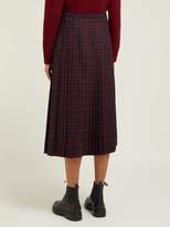 Thumbnail for your product : Burberry Pleated Tartan Wool Skirt - Womens - Navy Multi