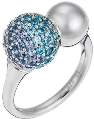 Pierre Cardin Women'S Ring 925 Sterling Silver Rhodium Plated Glass Zirconia Réunion S.PCRG90381D190 Blue Size 60 (19.1 MM)