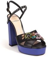 Thumbnail for your product : Lanvin Embellished Two-Tone Leather Platform Sandals