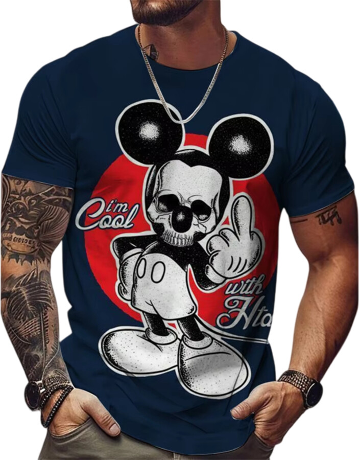 MINISO 2025 Men Clothing Disney Men & apos;s Mickey Mouse Print T-Shirt Summer Outdoor Casual Sports Quick Drying Short Sleeve Tee Tops