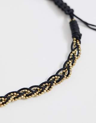 ASOS Design DESIGN anklet with detail in black and burnished gold