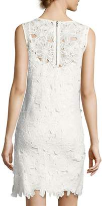 Neiman Marcus Sleeveless Lace Shift Dress, Ivory