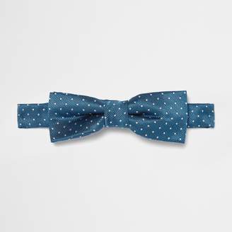 River Island Boys light Blue polka dot textured bow tie