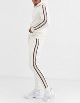 Thumbnail for your product : ASOS DESIGN tracksuit with hoodie and side stripe in beige