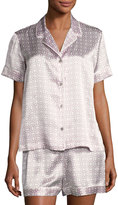 Thumbnail for your product : Natori Geometric-Print Short Silk Pajama Set, Purple Pattern