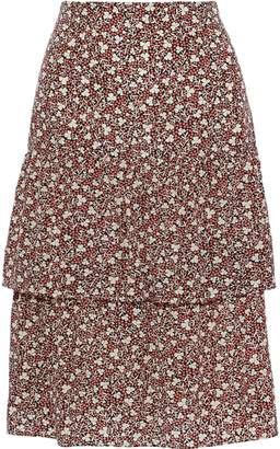Vanessa Bruno Tiered Floral-print Crepe De Chine Skirt