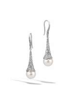 Thumbnail for your product : John Hardy Dot Silver Diamond and Pearl Drop Earrings
