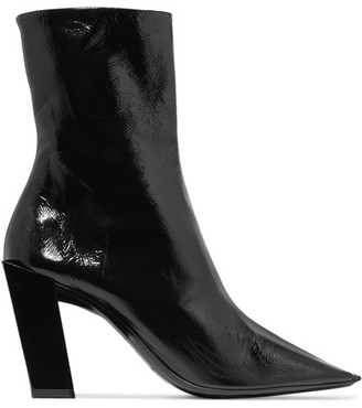 Balenciaga Glossed-leather Ankle Boots - Black