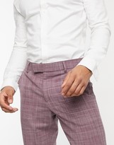 Thumbnail for your product : ASOS DESIGN wedding skinny suit pants in burgundy crosshatch