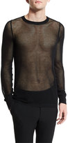 Thumbnail for your product : Lanvin Netted Long-Sleeve Crewneck Sweater, Black
