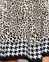 Thumbnail for your product : Yumi Loves London Leopard Print Dress with Dogstooth Border