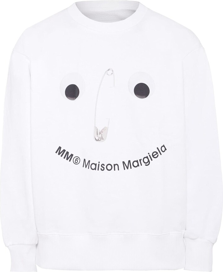 MM6 MAISON MARGIELA White Sweatshirt For Kids With Safety Pin