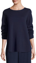 Thumbnail for your product : Eileen Fisher Long-Sleeve Silk/Cotton Interlock Boxy Top
