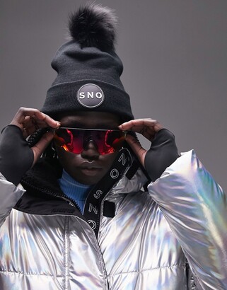 Topshop Sno funnel neck puffer ski jacket in metallic silver - ShopStyle