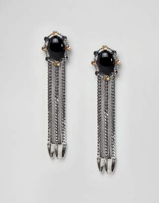 ASOS Design Statement Stone And Tipped Chain Tassel Earrings