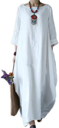 yulinge Womens Summer Elegant Cotton and Linen Maxi Dress Baggy Dresses Plus Size 5XL