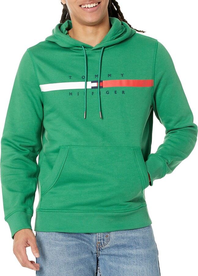 Tommy Jeans Neon Chest Flag Logo Hoodie In Green | islamiyyat.com