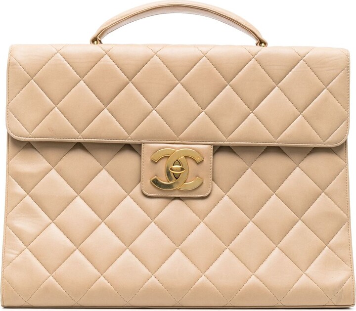 Chanel Pre Owned Diamond-Quilted Flap Briefcase - ShopStyle Satchels & Top  Handle Bags