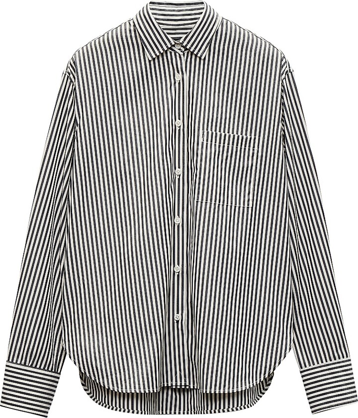 Rag & Bone Women's Connie Cotton Striped Shirt - Black Stripe - Size XXS