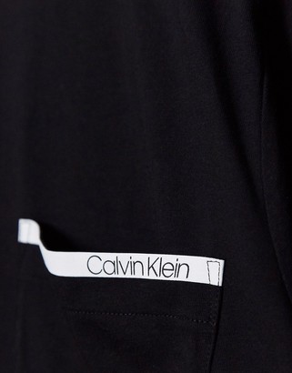 Calvin Klein Big & Tall contrast collar crew neck t-shirt in black