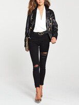 Thumbnail for your product : Very Gold Button Detail Leather Blazer - Black