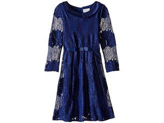 Us Angels Lace 3/4 Sleeve Peter Pan Collar Dress
