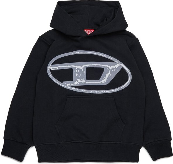Diesel Kids Oval-D Logo Printed Hoodie