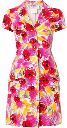 Chanel Pre Owned 1997 Camelia-Print Short Dress